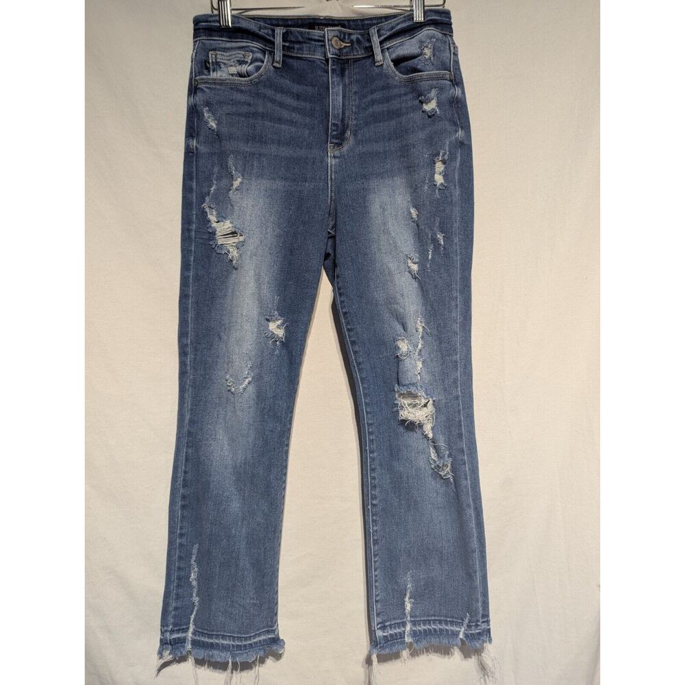 Judy Blue Womens Release Hem Ankle Straight leg Distressed‎ Jean Sz 7/28 JB82436